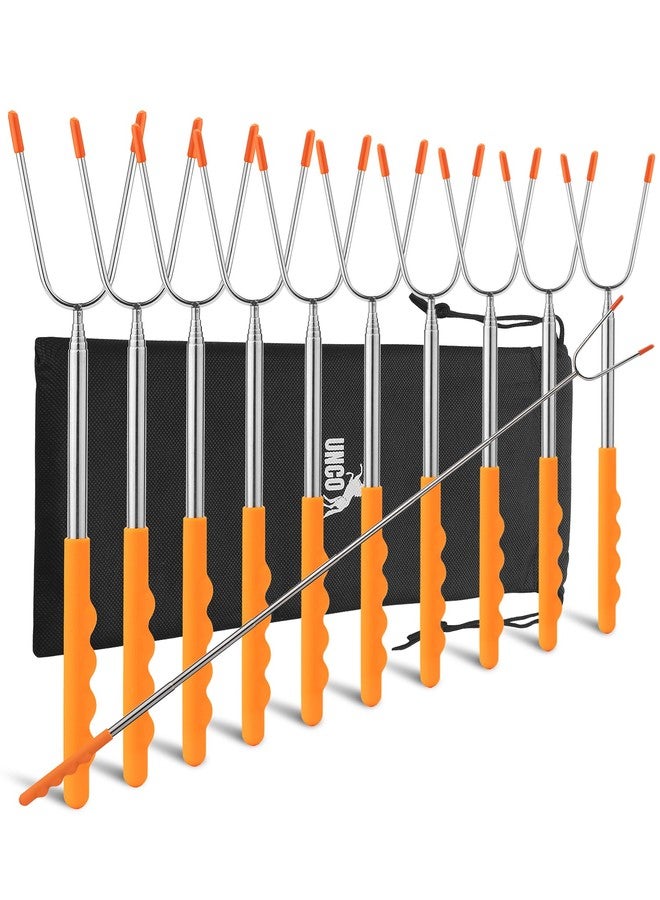 UNCO Marshmallow Roasting Sticks - 10 Pack, 45" Extendable Stainless Steel Campfire & Fire Pit Sticks for Marshmallows & Hot Dogs